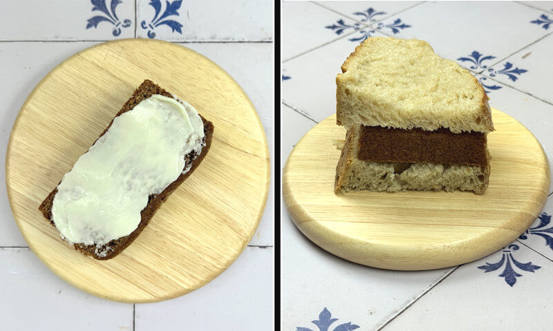 Three way to eat ontbijtkoek. As a slice of cake, a butter slice of cake or sandwiched between 2 slices of bread.