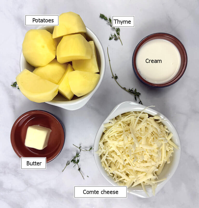 Key ingredients to make Pommes Aligot