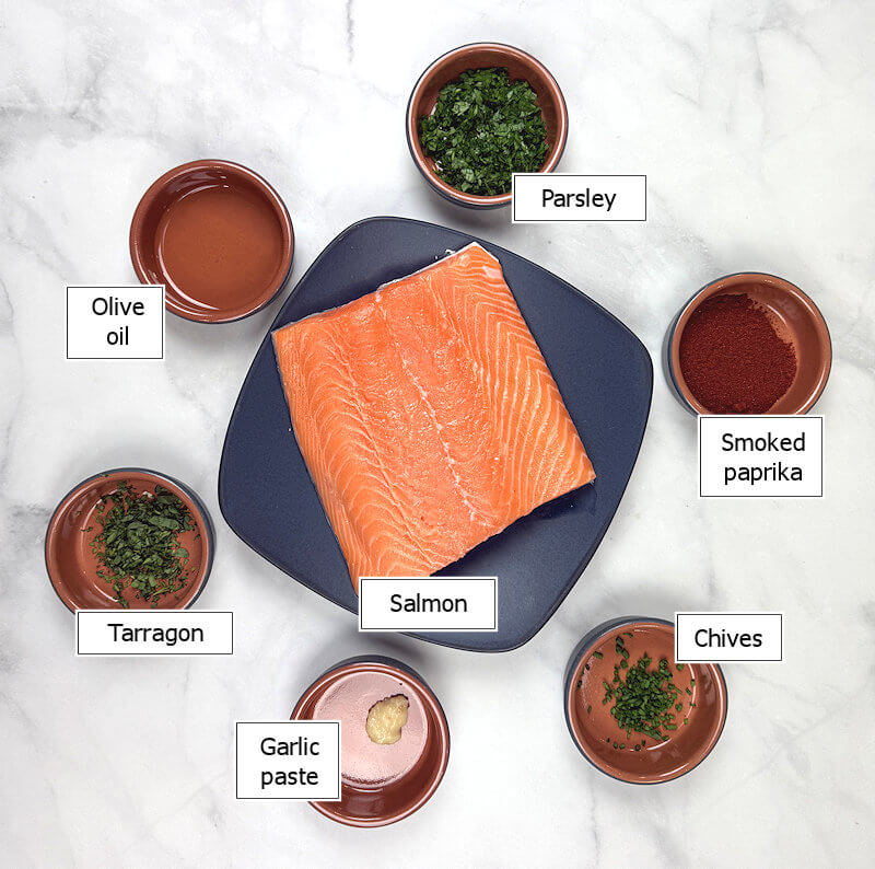Key ingredients to make herb crusted salmon