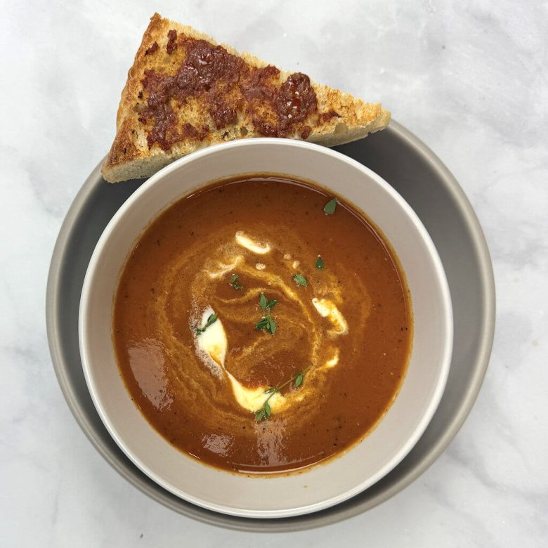 Pepper Tomato Soup with Chorizo