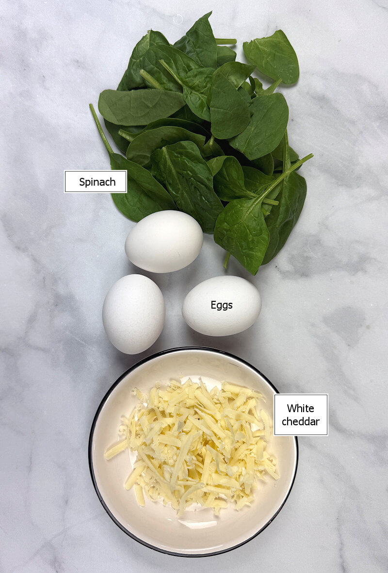 Key ingredients to make Spinach Omelet with Cheese