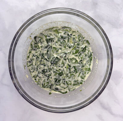 Step 1B - If you like more protein in your breakfast, add 1/3 cup of cottage cheese. Mix it or use a blender if you don't want the white dots showing up in your omelet.