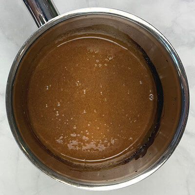 Step 3 - Add cinnamon and salt and stir to distribute evenly and the liquid caramel is no longer bubbling. (bubbles will migrate into the caramels, so they are not welcome).