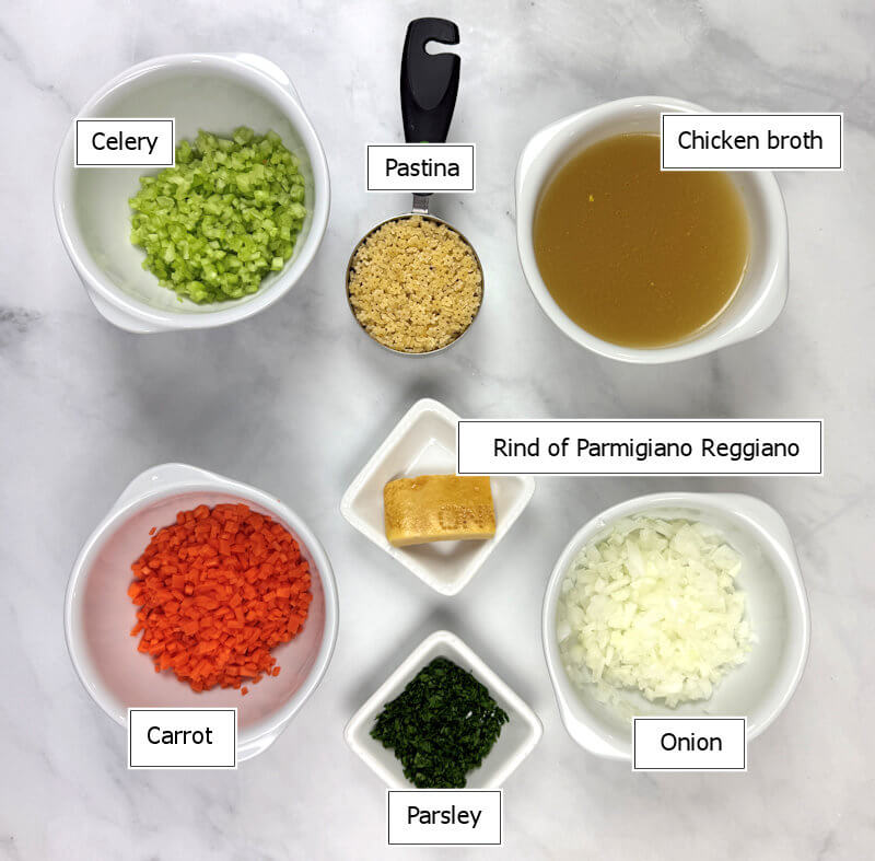 Key ingredients to make pastina soup