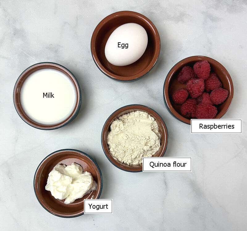 Key ingredients to make quinoa breakfast crepes