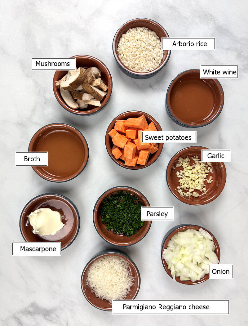 Key ingredients to make Roasted Sweet Potato Risotto