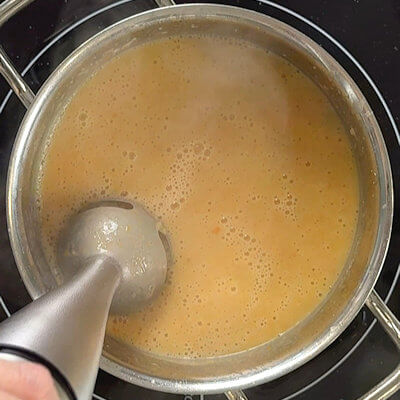 Step 4 - Puree the soup, making use of a food processor or an immersion blender. Process until smooth. Season with salt & pepper if needed.