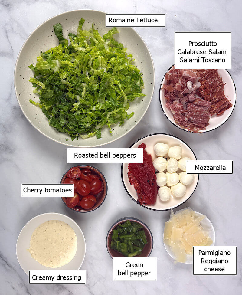 Key ingredients to make Italian Chopped Salad