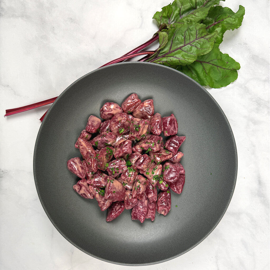 Red Beet Gnocchi with Ricotta