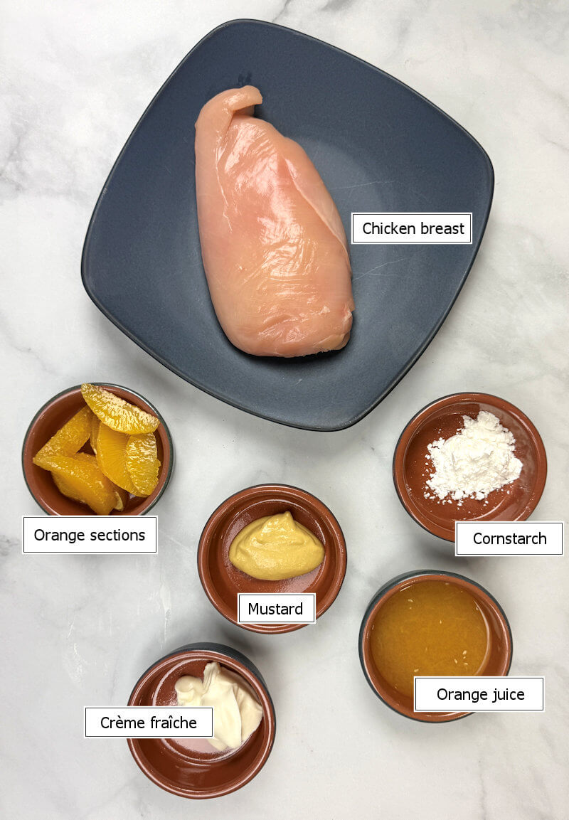 Key ingredients to make Chicken with Orange Mustard Sauce