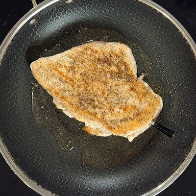 Step 2 - Season the chicken with salt and pepper. This is a basic seasoning as the orange mustard sauce is all that is needed. Additional spices may only intervene.Heat oil in a skillet and cook the chicken on both sides until it is done (165°F internal temperature). I use a meat thermometer to avoid under or overcooking.