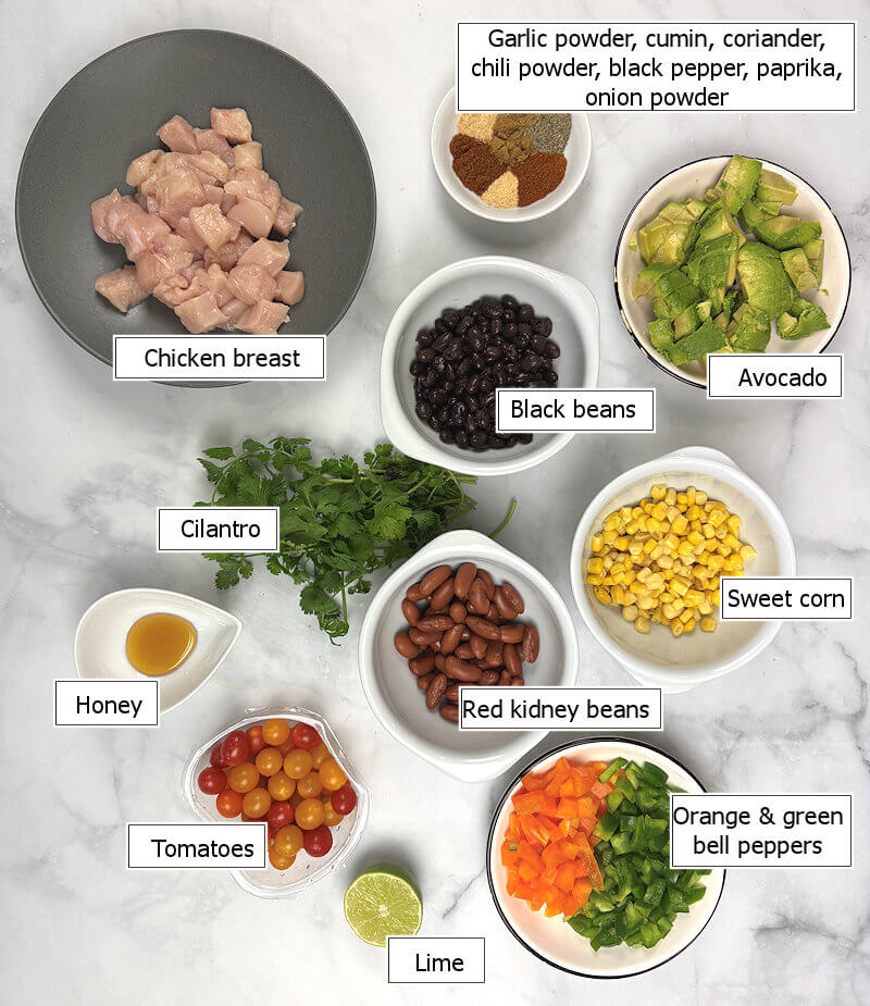 Key ingredients to make Cowboy Caviar with Chicken