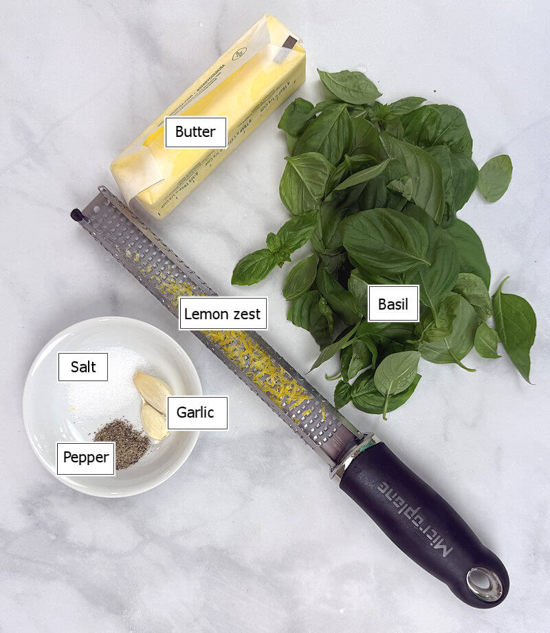 Key ingredients to make basil butter