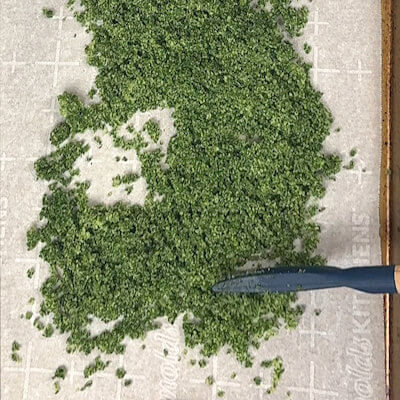 Step 2 - Spread the basil salt in a thin layer onto a baking sheet, lined with parchment paper.