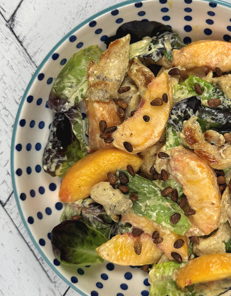 Close-up of Chicken & Peach Salad for Two