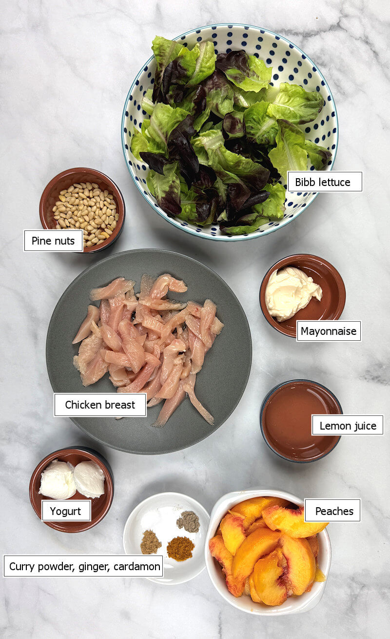 Key ingredients to make Chicken & Peach Salad