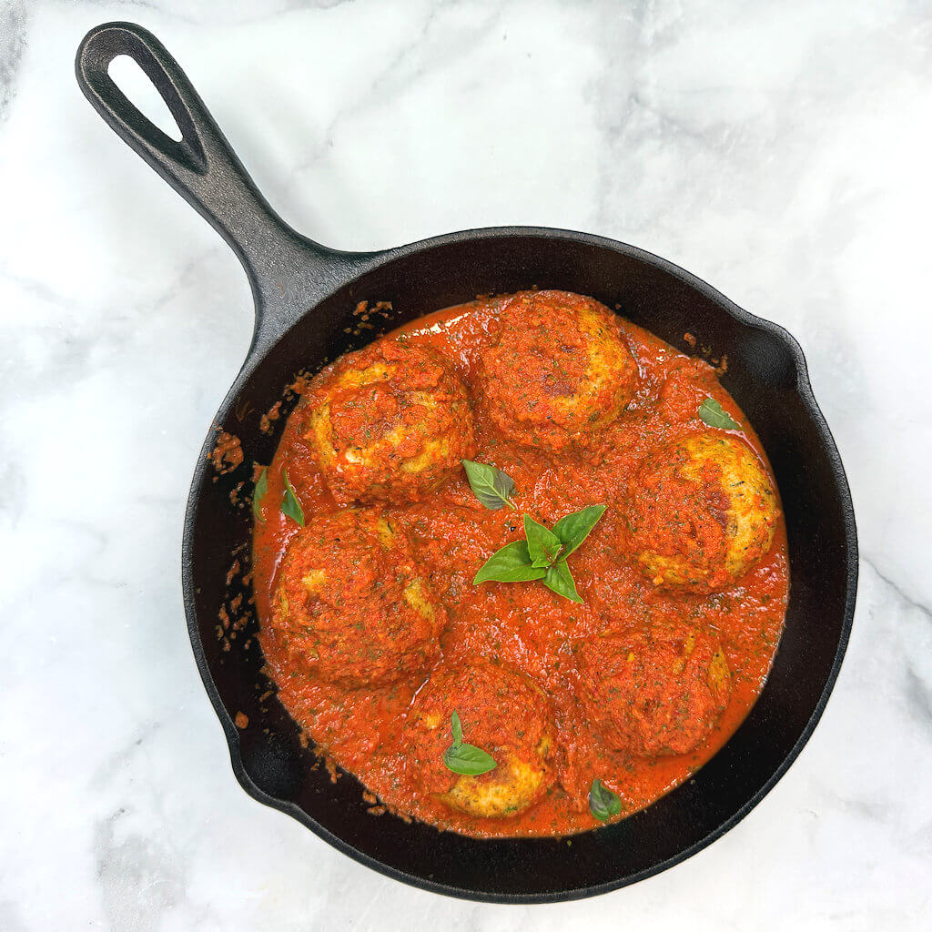 Chicken Meatballs with Red Pepper Sauce