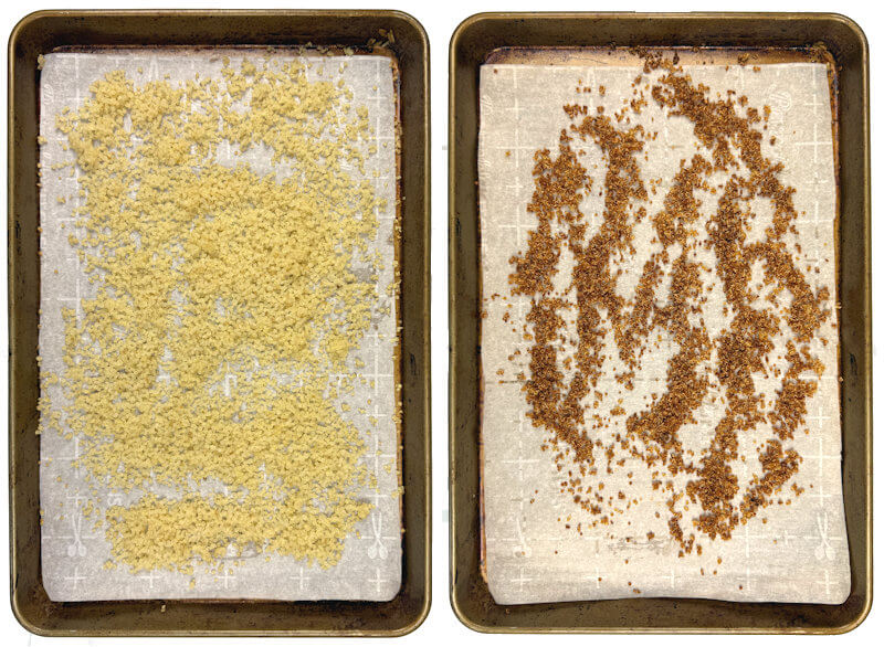 Cooked quinoa next to crispy quinoa